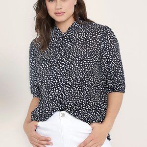 Eloquii - Printed Tie Neck Blouse